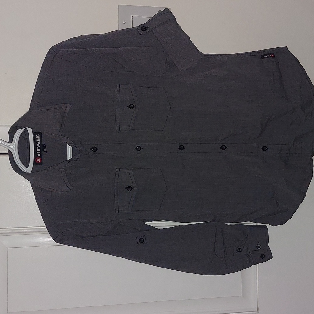 Airwalk Boys 10-12 Grey Button Down Black Button